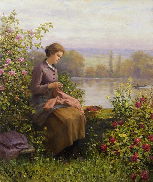 Daniel Ridgeway Knight The Village Seamstress